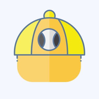 Beyzbol şapkası. Beyzbol sembolüyle ilgili. Karalama stili. Basit dizayn edilebilir. Basit resimleme