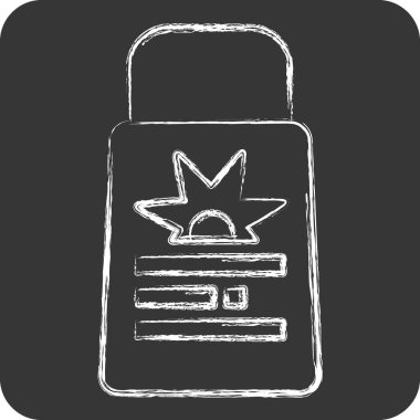 Simge Güneş kremi. Beyzbol sembolüyle ilgili. Tebeşir stili. Basit dizayn edilebilir. Basit resimleme