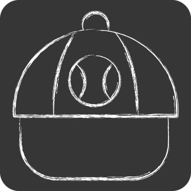 Beyzbol şapkası. Beyzbol sembolüyle ilgili. Tebeşir stili. Basit dizayn edilebilir. Basit resimleme