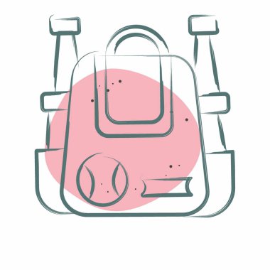 Simgesel Beyzbol Torbası. Beyzbol sembolüyle ilgili. Renkli Leke Biçimi. Basit dizayn edilebilir. Basit resimleme