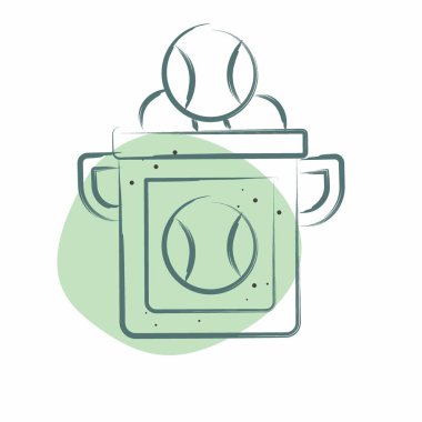 Simge Beyzbol Kovası. Beyzbol sembolüyle ilgili. Renkli Leke Biçimi. Basit dizayn edilebilir. Basit resimleme