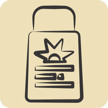 Simge Güneş kremi. Beyzbol sembolüyle ilgili. El çizimi tarzı. Basit dizayn edilebilir. Basit resimleme