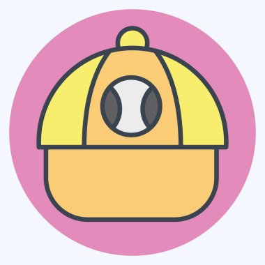 Beyzbol şapkası. Beyzbol sembolüyle ilgili. renk arkadaşı stili. Basit dizayn edilebilir. Basit resimleme