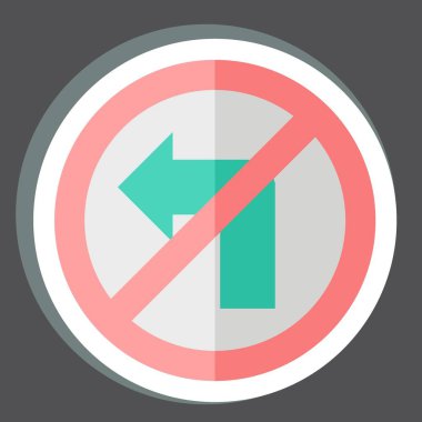 Sola Dönmek Yok etiketi. Yol İşareti sembolüyle ilgili. Basit dizayn edilebilir. Basit resimleme