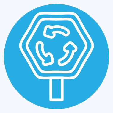 İkon Kavşağı. Yol İşareti sembolüyle ilgili. Mavi gözlü. Basit dizayn edilebilir. Basit resimleme