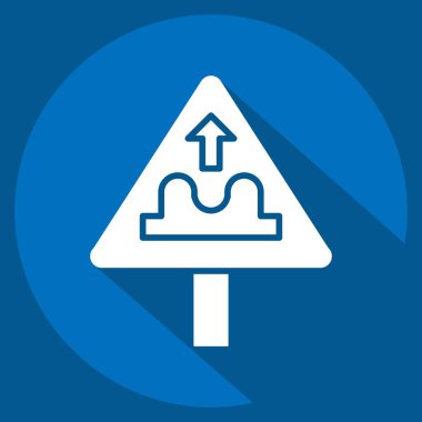 Icon Uneven Yolu. Yol İşareti sembolüyle ilgili. Uzun gölge tarzı. Basit dizayn edilebilir. Basit resimleme