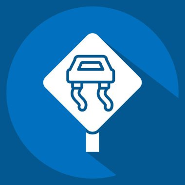 Simge Kayganlaştırıcı. Yol İşareti sembolüyle ilgili. Uzun gölge tarzı. Basit dizayn edilebilir. Basit resimleme