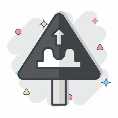 Icon Uneven Yolu. Yol İşareti sembolüyle ilgili. Çizgi roman. Basit dizayn edilebilir. Basit resimleme
