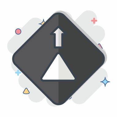 Simge Yol Verin. Yol İşareti sembolüyle ilgili. Çizgi roman. Basit dizayn edilebilir. Basit resimleme