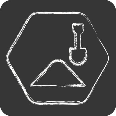 Simge çalışıyor. Yol İşareti sembolüyle ilgili. Tebeşir stili. Basit dizayn edilebilir. Basit resimleme