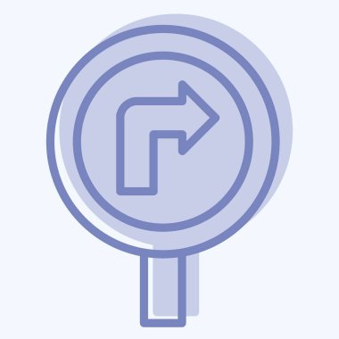 Simge Sağa Dön. Yol İşareti sembolüyle ilgili. İki ton stili. Basit dizayn edilebilir. Basit resimleme