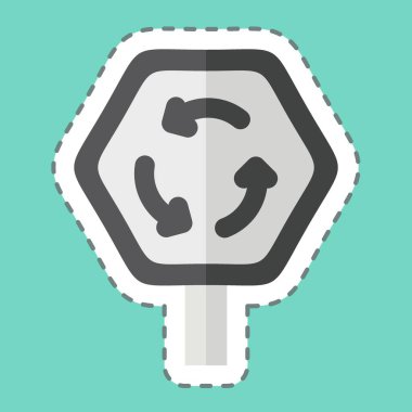 Çıkartma çizgisi Kavşak 'ı kesti. Yol İşareti sembolüyle ilgili. Basit dizayn edilebilir. Basit resimleme