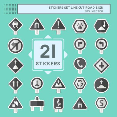 Çıkartma hattı kesik Yol İşareti. Eğitim sembolüyle ilgili. Basit dizayn edilebilir. Basit resimleme