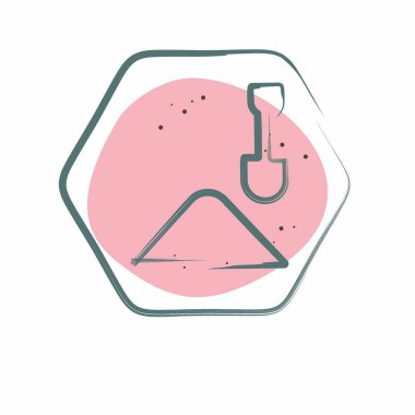 Simge çalışıyor. Yol İşareti sembolüyle ilgili. Renkli Leke Biçimi. Basit dizayn edilebilir. Basit resimleme