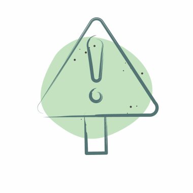 Simge Yolu Çalışması. Yol İşareti sembolüyle ilgili. Renkli Leke Biçimi. Basit dizayn edilebilir. Basit resimleme