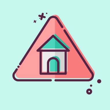 İkon konutu. Yol İşareti sembolüyle ilgili. MBE tarzı. Basit dizayn edilebilir. Basit resimleme