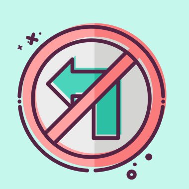 Sola Dönmeyen Simge. Yol İşareti sembolüyle ilgili. MBE tarzı. Basit dizayn edilebilir. Basit resimleme