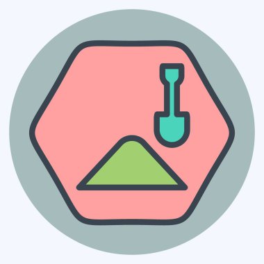 Simge çalışıyor. Yol İşareti sembolüyle ilgili. renk arkadaşı stili. Basit dizayn edilebilir. Basit resimleme