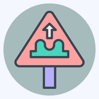 Icon Uneven Yolu. Yol İşareti sembolüyle ilgili. renk arkadaşı stili. Basit dizayn edilebilir. Basit resimleme