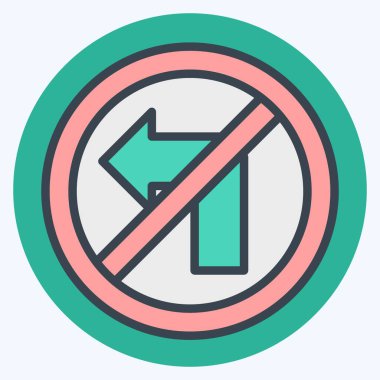 Sola Dönmeyen Simge. Yol İşareti sembolüyle ilgili. renk arkadaşı stili. Basit dizayn edilebilir. Basit resimleme