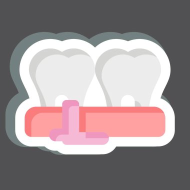 Etiket Gingivitis. Dişçi sembolüyle ilgili. Basit dizayn edilebilir. Basit resimleme