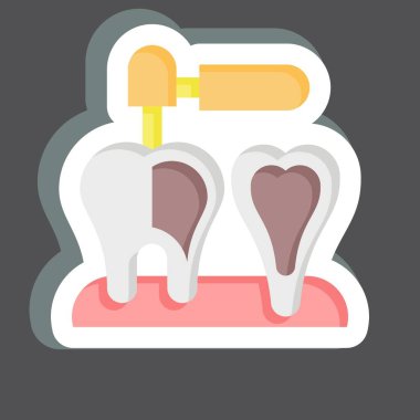 Etiketçi Endodontist. Dişçi sembolüyle ilgili. Basit dizayn edilebilir. Basit resimleme
