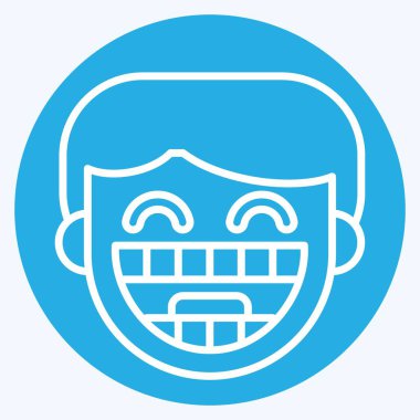 Simge diş telleri. Dişçi sembolüyle ilgili. Mavi gözlü. Basit dizayn edilebilir. Basit resimleme