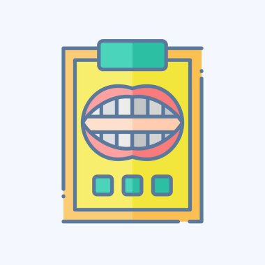 Simge Diş Raporu. Dişçi sembolüyle ilgili. Karalama stili. Basit dizayn edilebilir. Basit resimleme