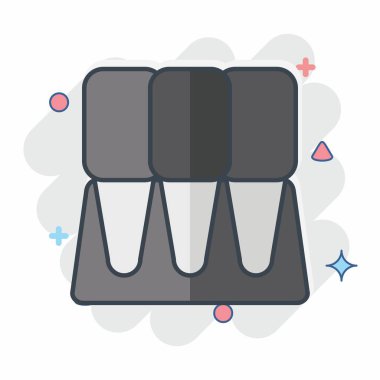 Simge Incisor. Dişçi sembolüyle ilgili. Çizgi roman. Basit dizayn edilebilir. Basit resimleme