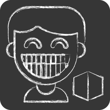 Simge koruması. Dişçi sembolüyle ilgili. Tebeşir stili. Basit dizayn edilebilir. Basit resimleme