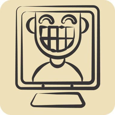 Simge Ayna. Dişçi sembolüyle ilgili. El çizimi tarzı. Basit dizayn edilebilir. Basit resimleme