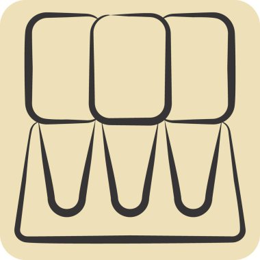 Simge Incisor. Dişçi sembolüyle ilgili. El çizimi tarzı. Basit dizayn edilebilir. Basit resimleme