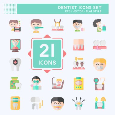 Simge Ayarlama Dişçisi. Medice sembolüyle ilgili. Düz stil. Basit dizayn edilebilir. Basit resimleme