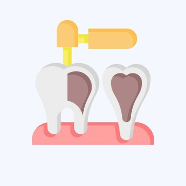 Simge Endodontist. Dişçi sembolüyle ilgili. Düz stil. Basit dizayn edilebilir. Basit resimleme