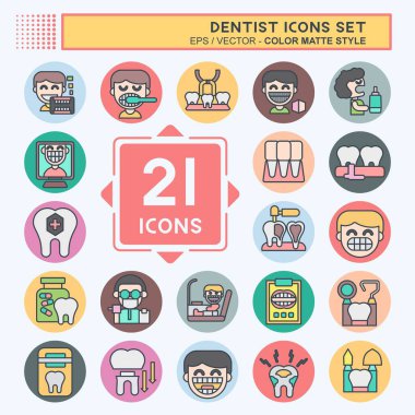 Simge Ayarlama Dişçisi. Medice sembolüyle ilgili. renk arkadaşı stili. Basit dizayn edilebilir. Basit resimleme