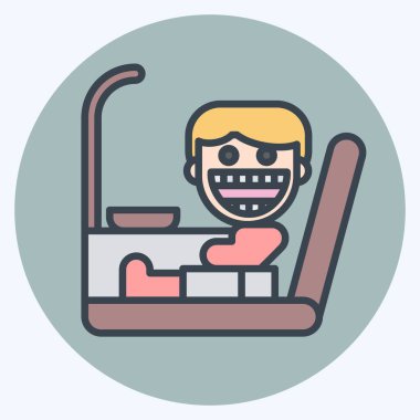 Simge Dişçi Koltuğu. Dişçi sembolüyle ilgili. renk arkadaşı stili. Basit dizayn edilebilir. Basit resimleme