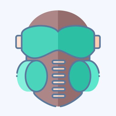 Simge Surat maskesi. Zehir sembolüyle ilgili. Karalama stili. Basit dizayn edilebilir. Basit resimleme