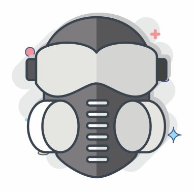 Simge Surat maskesi. Zehir sembolüyle ilgili. Çizgi roman. Basit dizayn edilebilir. Basit resimleme