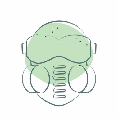 Simge Surat maskesi. Zehir sembolüyle ilgili. Renkli Leke Biçimi. Basit dizayn edilebilir. Basit resimleme