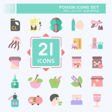 Simge seti zehri. Eğitim sembolüyle ilgili. Düz stil. Basit dizayn edilebilir. Basit resimleme