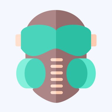 Simge Surat maskesi. Zehir sembolüyle ilgili. Düz stil. Basit dizayn edilebilir. Basit resimleme