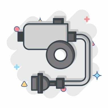 Simge sileceği motoru. Araba Bakım Sembolü ile ilgili. Çizgi roman. Basit dizayn edilebilir. Basit resimleme