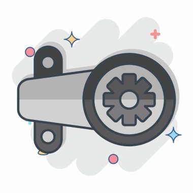 Simge Direksiyon Kutusu. Araba Bakım Sembolü ile ilgili. Çizgi roman. Basit dizayn edilebilir. Basit resimleme