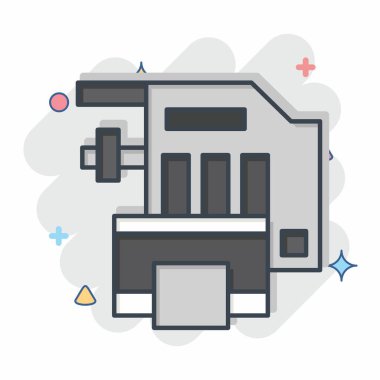 Simge Motor Soğutma Sistemi. Araba Bakım Sembolü ile ilgili. Çizgi roman. Basit dizayn edilebilir. Basit resimleme