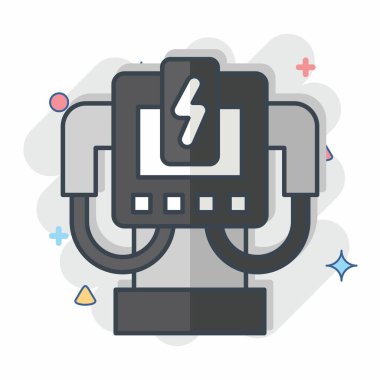 Simge Yükleme Sistemi. Araba Bakım Sembolü ile ilgili. Çizgi roman. Basit dizayn edilebilir. Basit resimleme