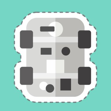 Çıkartma çizgisi Drivetrain 'i kesti. Araba Bakım Sembolü ile ilgili. Basit dizayn edilebilir. Basit resimleme