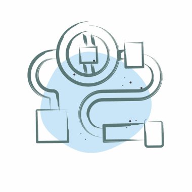 Simge Direksiyon Sistemi. Araba Bakım Sembolü ile ilgili. Renkli Leke Biçimi. Basit dizayn edilebilir. Basit resimleme