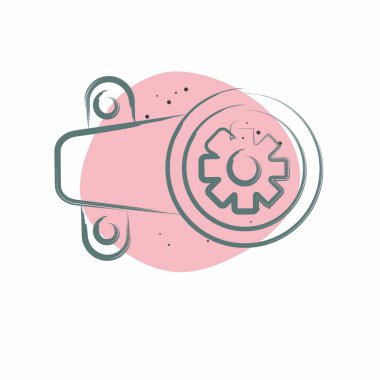 Simge Direksiyon Kutusu. Araba Bakım Sembolü ile ilgili. Renkli Leke Biçimi. Basit dizayn edilebilir. Basit resimleme