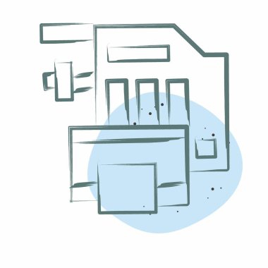 Simge Motor Soğutma Sistemi. Araba Bakım Sembolü ile ilgili. Renkli Leke Biçimi. Basit dizayn edilebilir. Basit resimleme