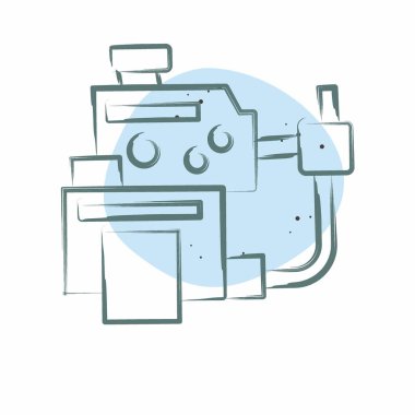 Simge Soğutucu Sızıntısı Teşhisi. Araba Bakım Sembolü ile ilgili. Renkli Leke Biçimi. Basit dizayn edilebilir. Basit resimleme